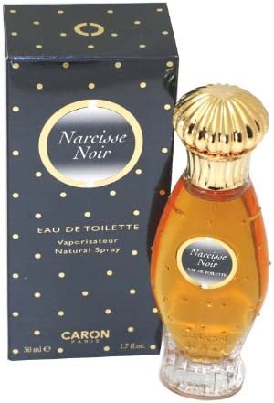 Narcisse Noir (Caron): Dunkelblaue Verpackung und orangener Flacon mit goldener Verschlusskappe