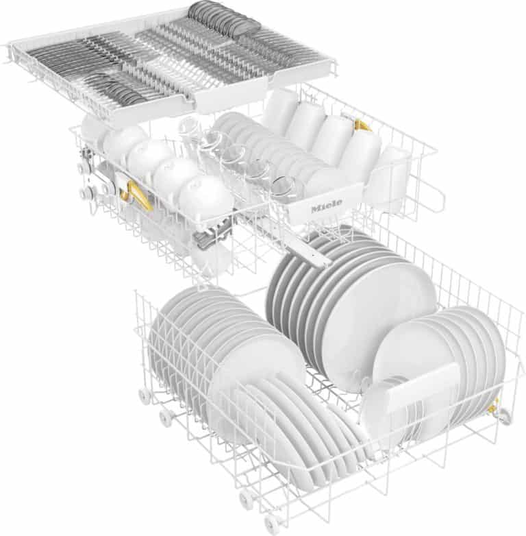 Miele G 5210 SCU: Schematischer Aufbau - eine Besteckschublade, zwei Laden für Geschirr